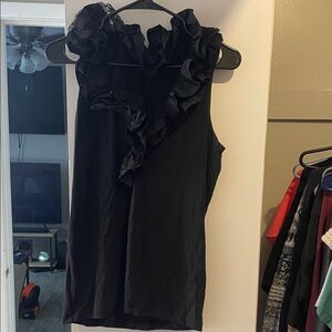 CAbi Black Ruffled Blouse